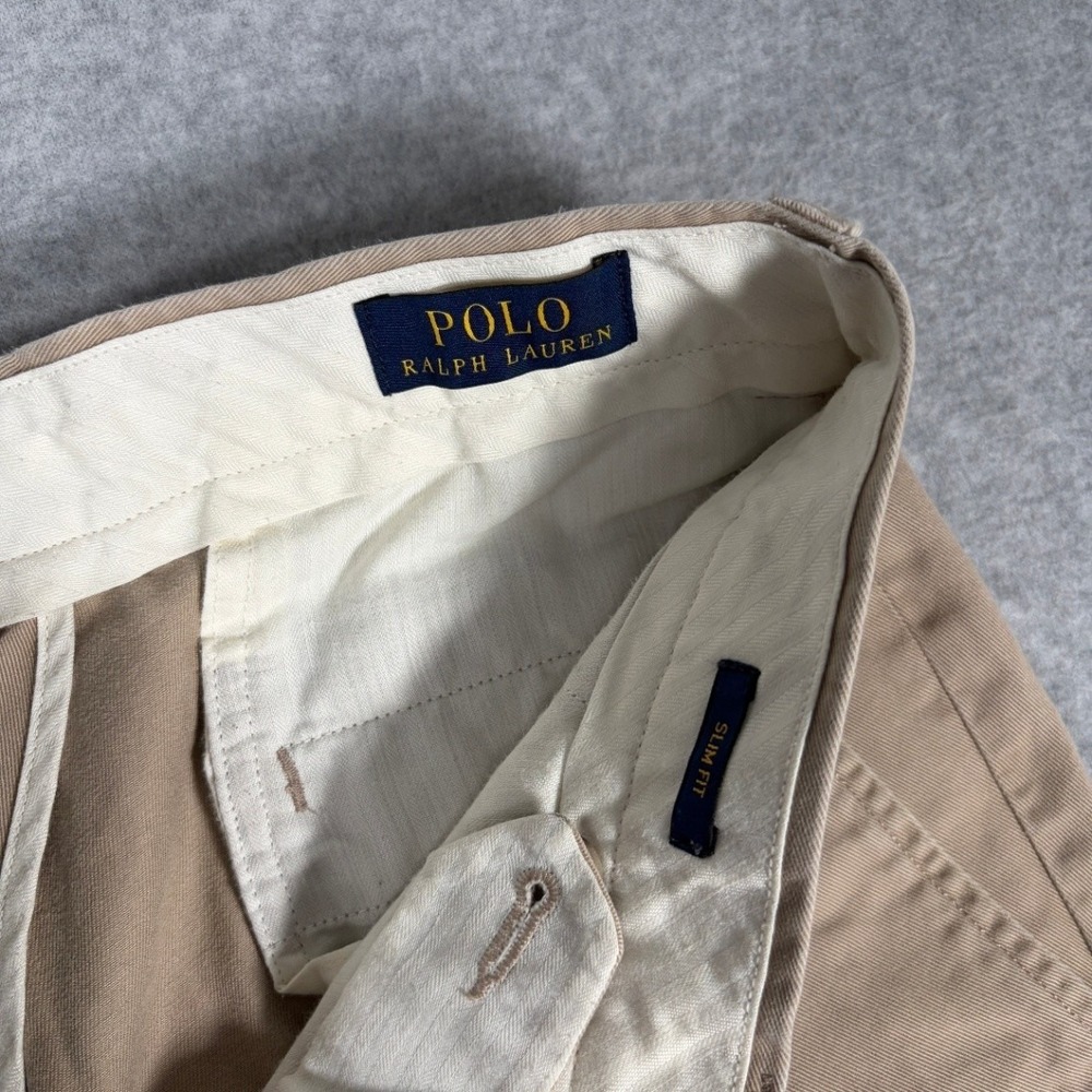 Polo Ralph Lauren Slim Fit Chino Pants Men 32x32 (Fits 31x30) Beige Khaki - Picture 3 of 9